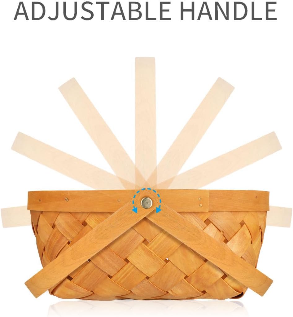 Classic Rectangular Wooden Woven Basket with Handle β Multipurpose Storage & Holiday Gift Basket