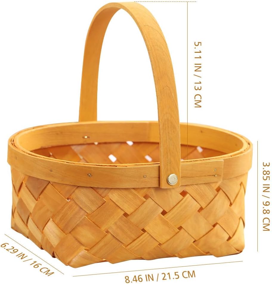 Classic Rectangular Wooden Woven Basket with Handle β Multipurpose Storage & Holiday Gift Basket