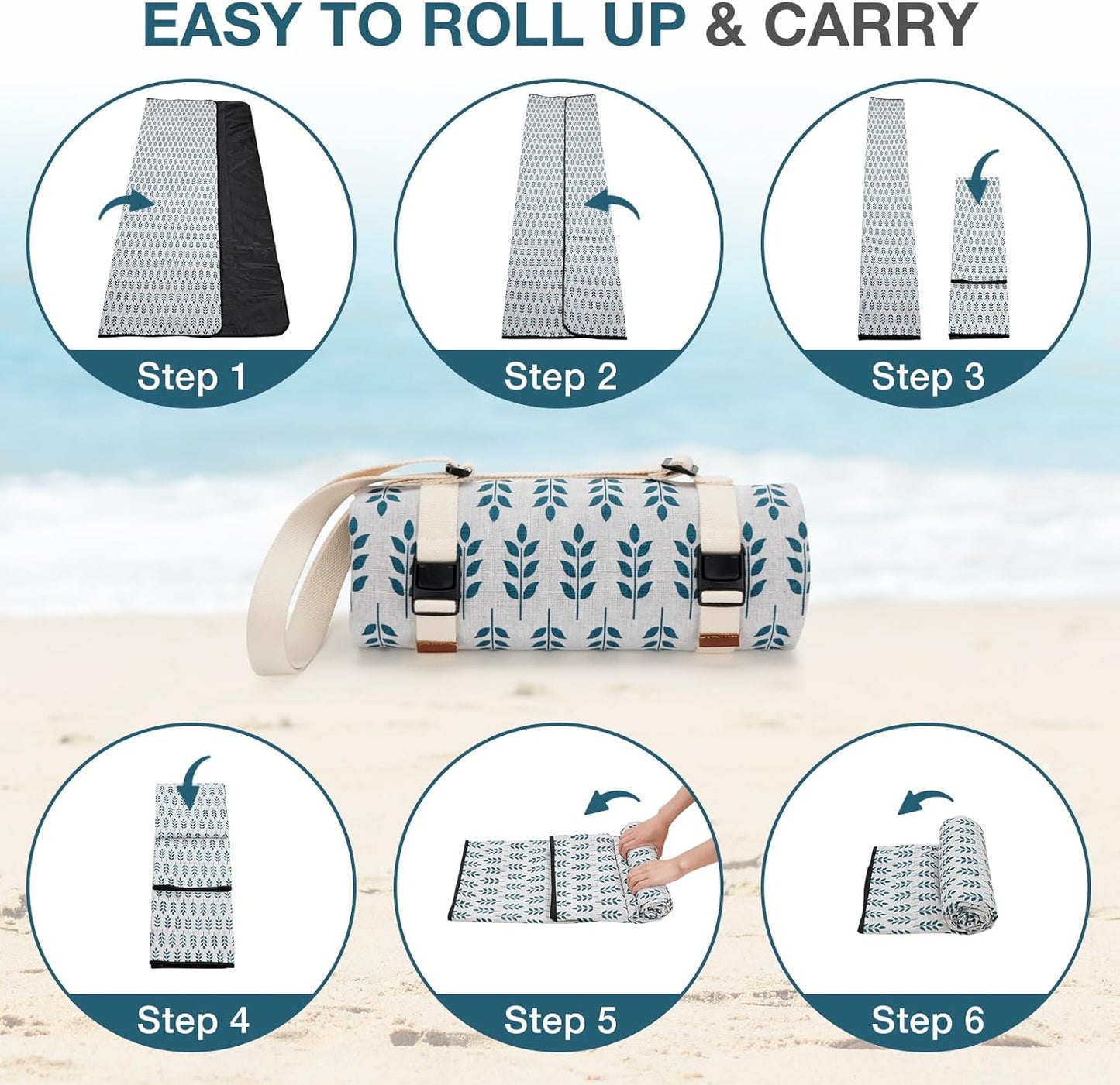 Waterproof Foldable Picnic Blanket 80×57 Inch | Lightweight Outdoor Mat for 4–6 People | Portable Camping Beach Ground Cover