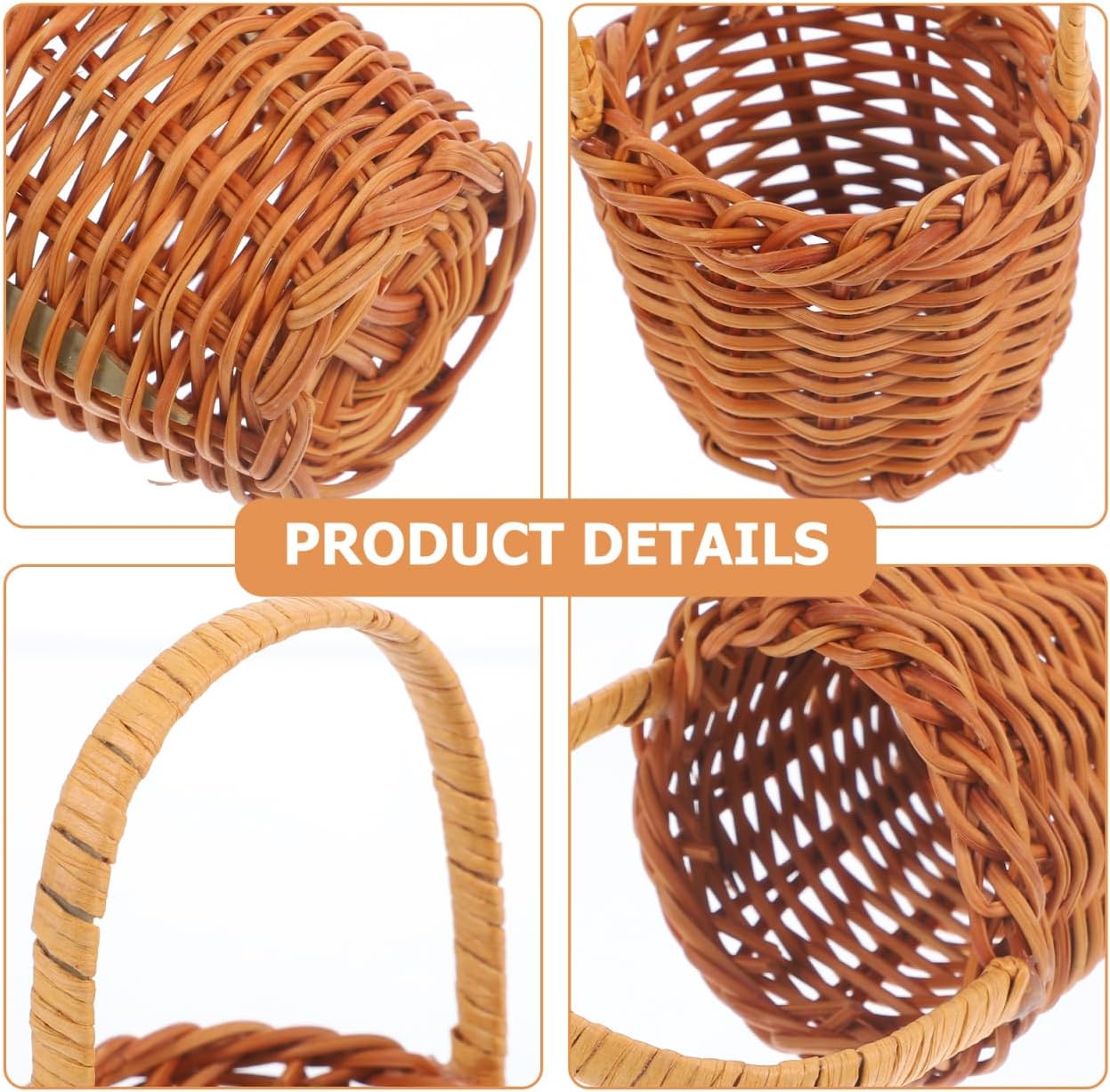 Mini Handwoven Basket with Handle β Set of 4 Small Faux Wicker Baskets for Wedding Candy, Table Decoration, Party Favors