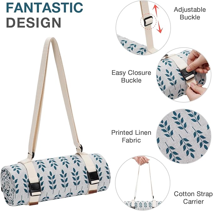 Waterproof Foldable Picnic Blanket 80×57 Inch | Lightweight Outdoor Mat for 4–6 People | Portable Camping Beach Ground Cover
