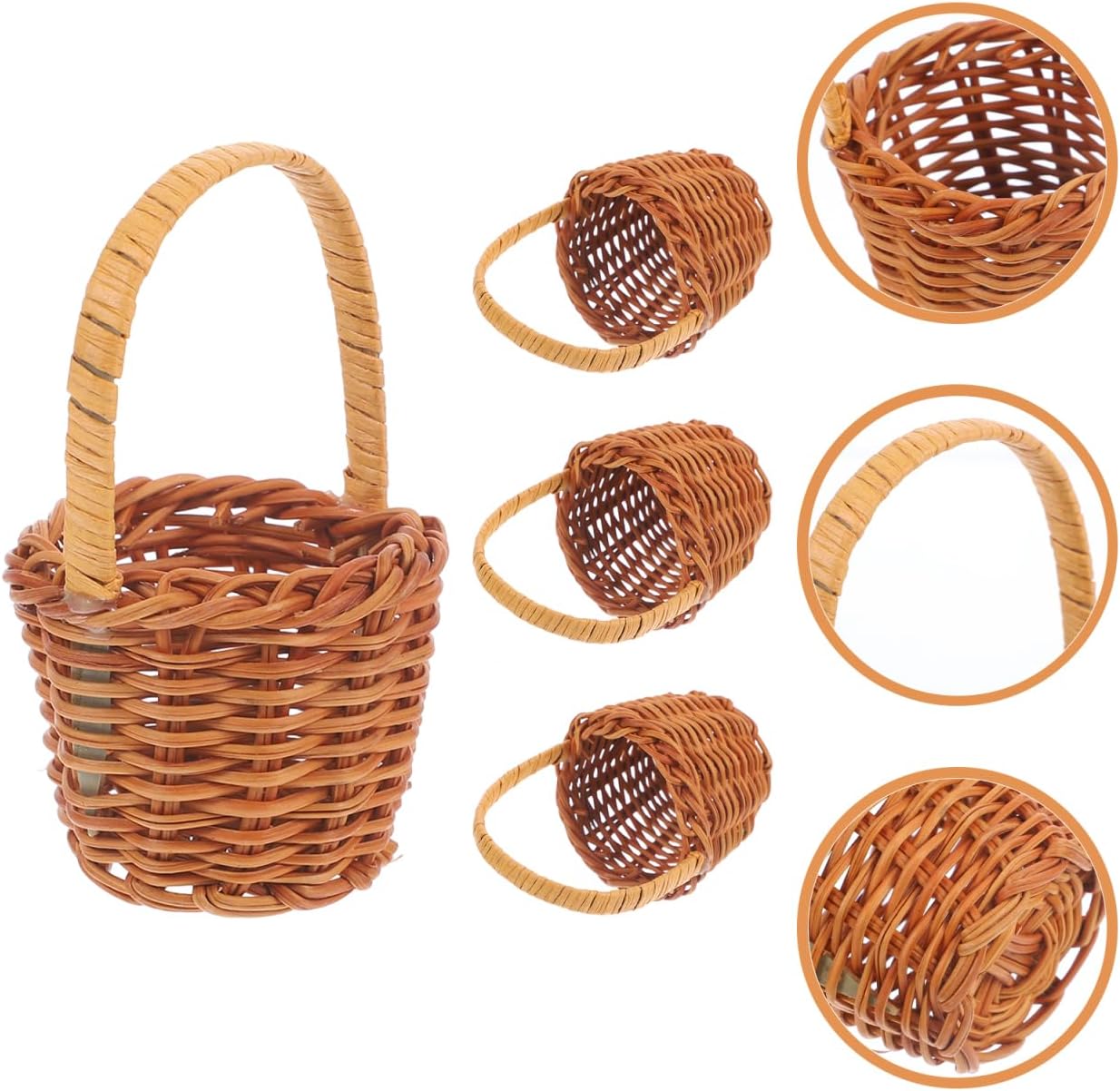 Mini Handwoven Basket with Handle β Set of 4 Small Faux Wicker Baskets for Wedding Candy, Table Decoration, Party Favors