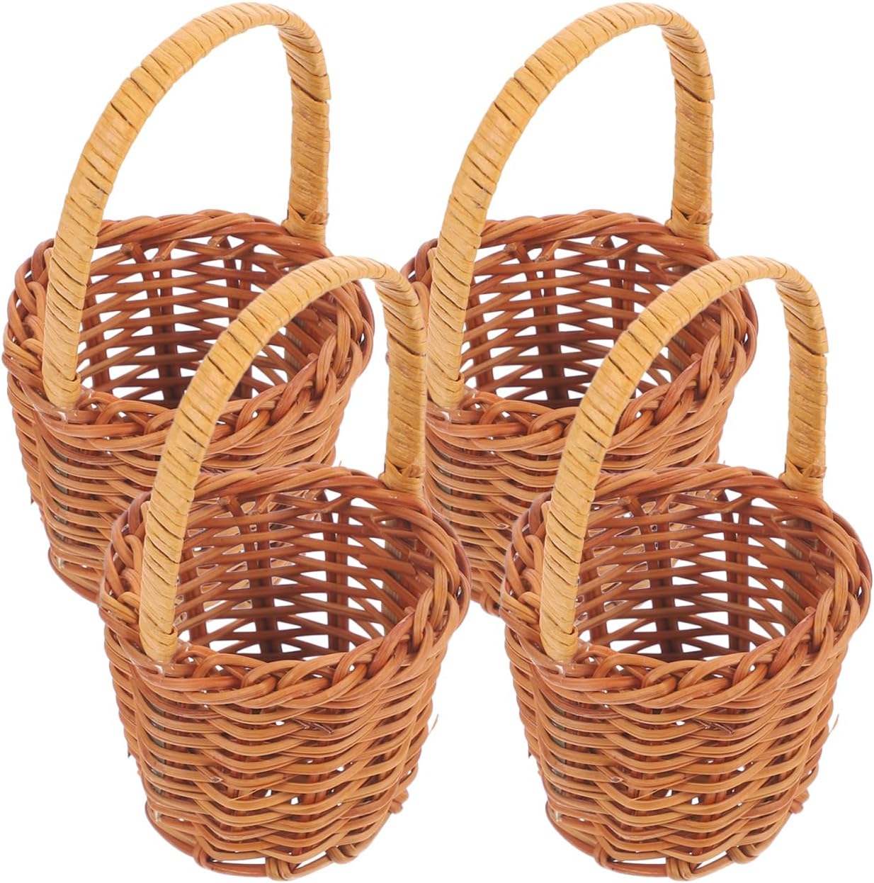 Mini Handwoven Basket with Handle β Set of 4 Small Faux Wicker Baskets for Wedding Candy, Table Decoration, Party Favors
