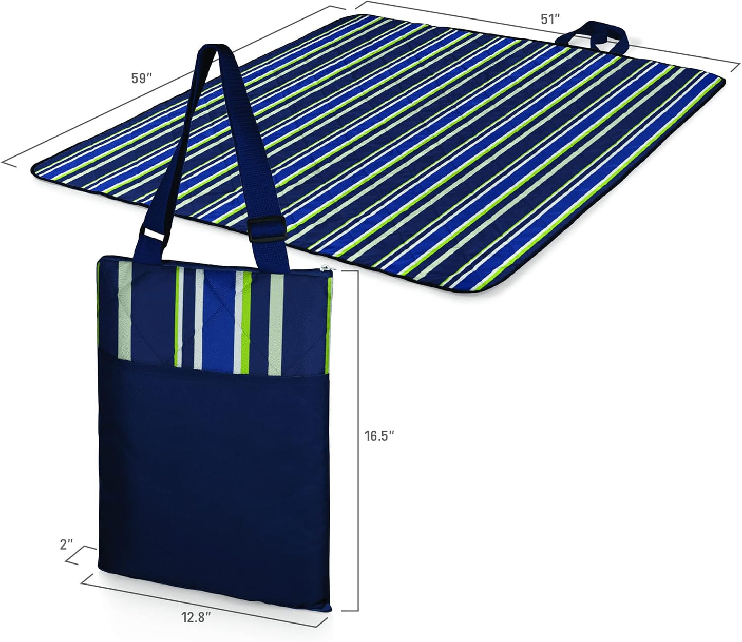 Portable Foldable Picnic Blanket – 59"x51" Waterproof Outdoor Mat – Compact Shoulder Carry Design – Large Size for 2–4 People