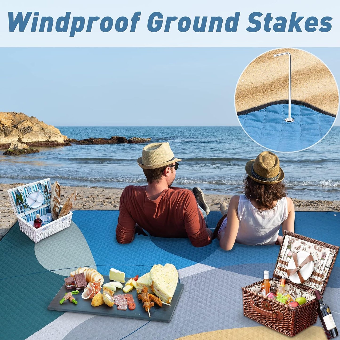 Extra Large Waterproof Picnic Blanket 83"x79" | Foldable Outdoor Mat for 6–8 People | Portable Camping Beach Mat with Storage Bag | Ideal for Park, Picnic, Family Outings