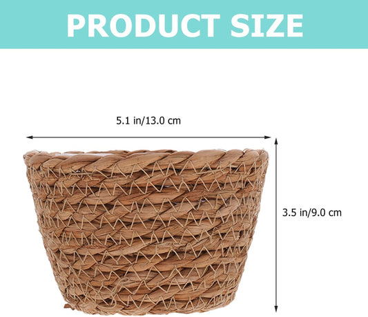 Natural Seagrass Mini Round Basket – Handwoven Storage Container for Desk, Vanity, or Decorative Use (13cm Diameter)