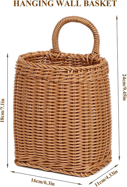 Wall Hanging Rattan-Style Storage Basket – Handwoven Decorative Wicker Wall Organizer for Home, Kitchen, Bathroom & Entryway