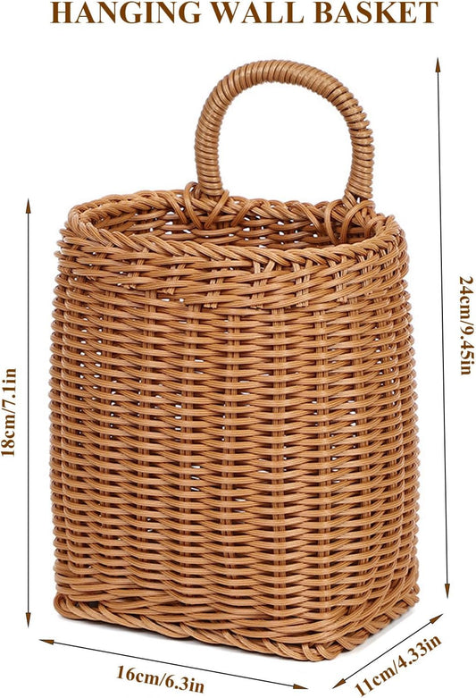 Wall Hanging Rattan-Style Storage Basket – Handwoven Decorative Wicker Wall Organizer for Home, Kitchen, Bathroom & Entryway