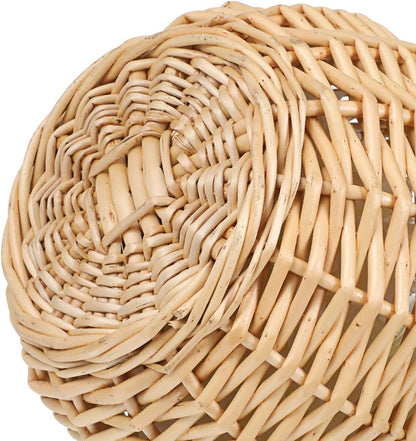 Round Hanging Woven Basket with Faux Leather Strap – Wall Mounted Rattan-Style Ball Storage Basket for Home Decor, Weddings, and Holidays