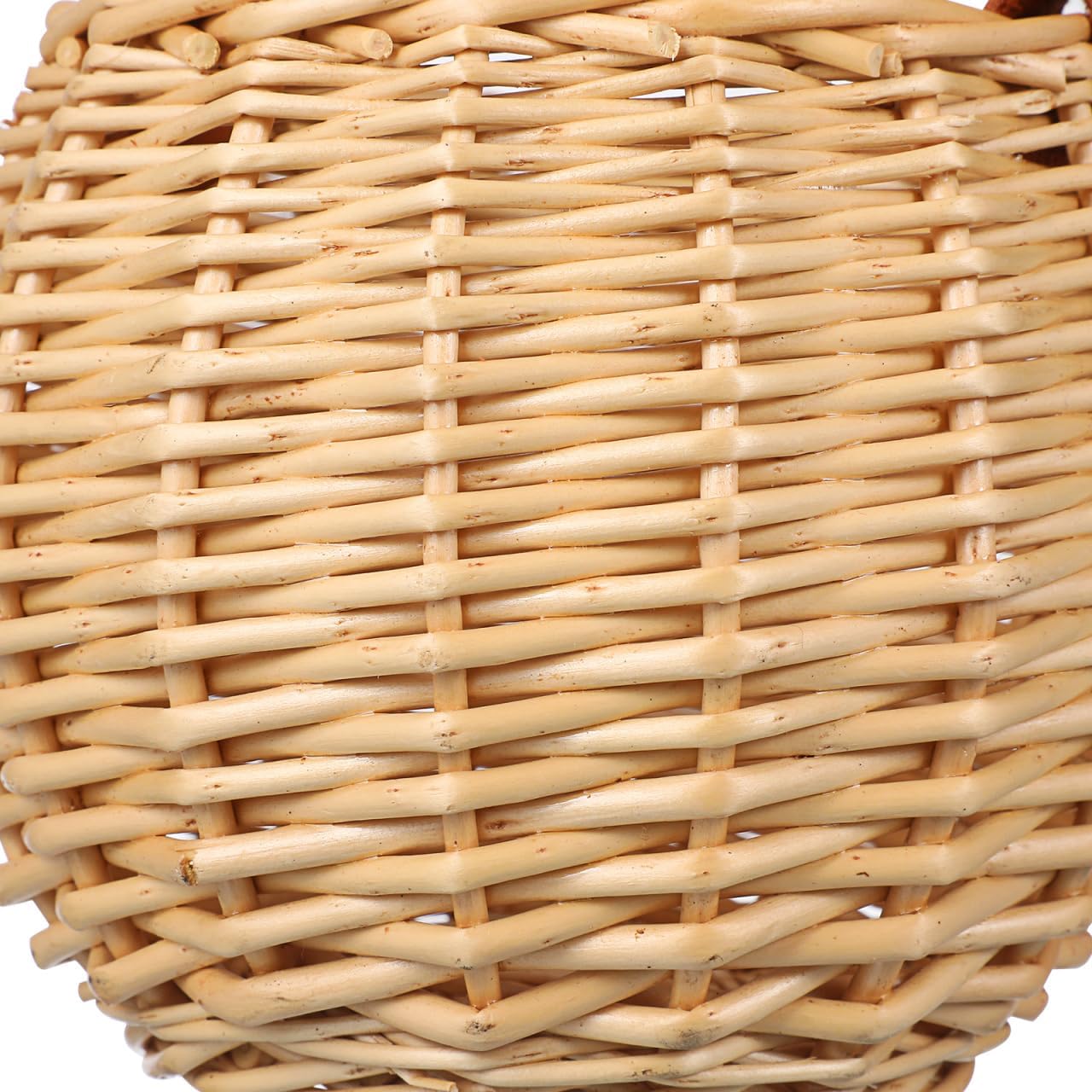 Round Hanging Woven Basket with Faux Leather Strap – Wall Mounted Rattan-Style Ball Storage Basket for Home Decor, Weddings, and Holidays