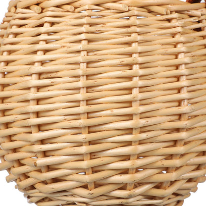 Round Hanging Woven Basket with Faux Leather Strap – Wall Mounted Rattan-Style Ball Storage Basket for Home Decor, Weddings, and Holidays
