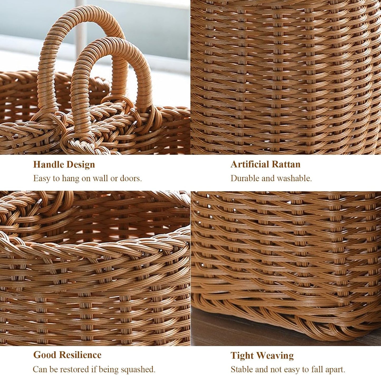 Wall Hanging Rattan-Style Storage Basket – Handwoven Decorative Wicker Wall Organizer for Home, Kitchen, Bathroom & Entryway