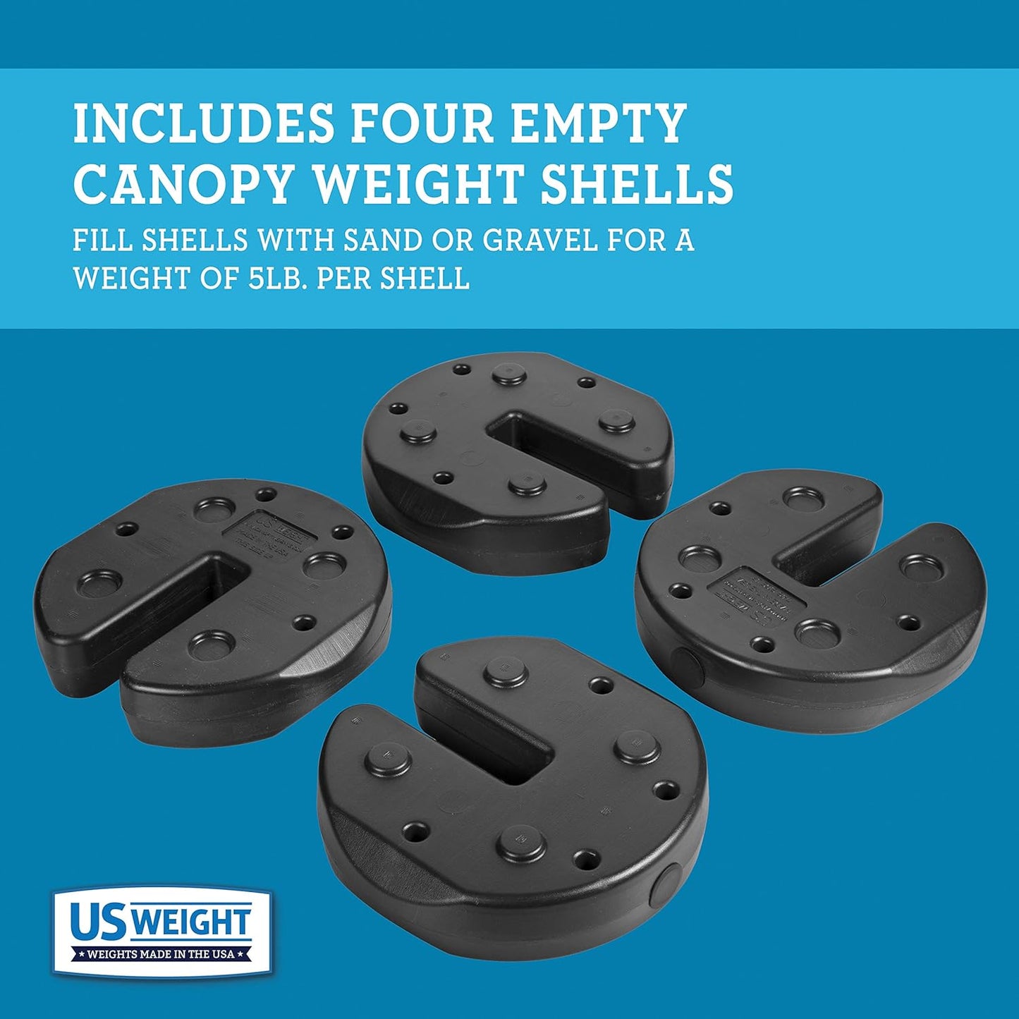 US Weight 40 Pound Canopy Weight Set of 4 and Carry Strap with No-Pinch Design - Easy Installation and Removal to Secure Tents, Canopies, and Umbrellas at Outdoor Events