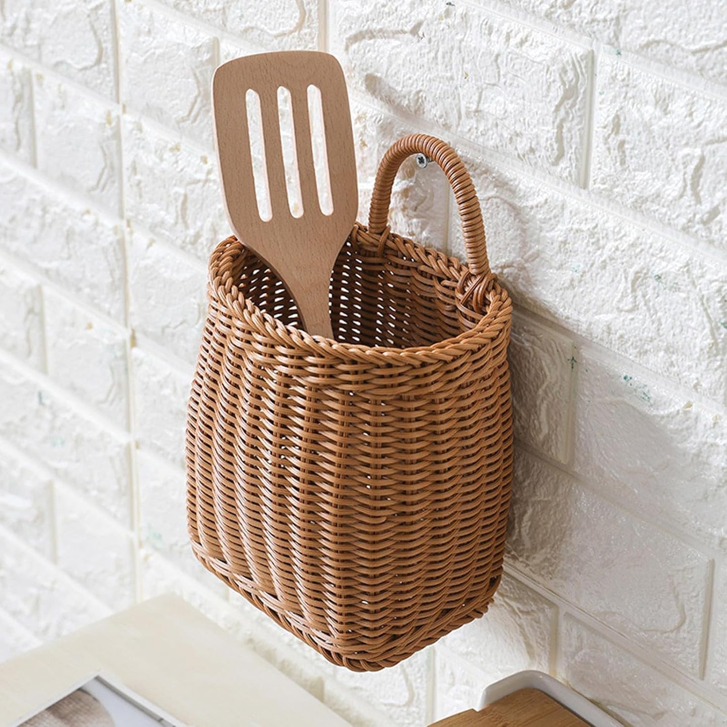 Wall Hanging Rattan-Style Storage Basket – Handwoven Decorative Wicker Wall Organizer for Home, Kitchen, Bathroom & Entryway