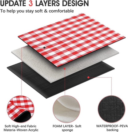 Classic Red Gingham Picnic Blanket Waterproof Foldable Outdoor Mat 58"x77" | Roll-Up Portable Camping Rug with Handle | Ideal for Park, Beach, Family Gatherings