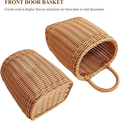 Wall Hanging Rattan-Style Storage Basket – Handwoven Decorative Wicker Wall Organizer for Home, Kitchen, Bathroom & Entryway
