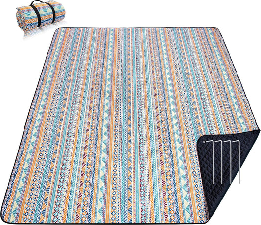Extra Large Picnic Blanket – 83" x 79" Waterproof Foldable Outdoor Mat｜Fits 6–8 People｜Portable with Carry Bag